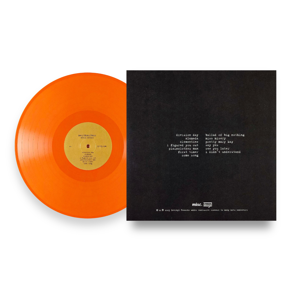 Kevin Devine - Neither/Nor Orange LP