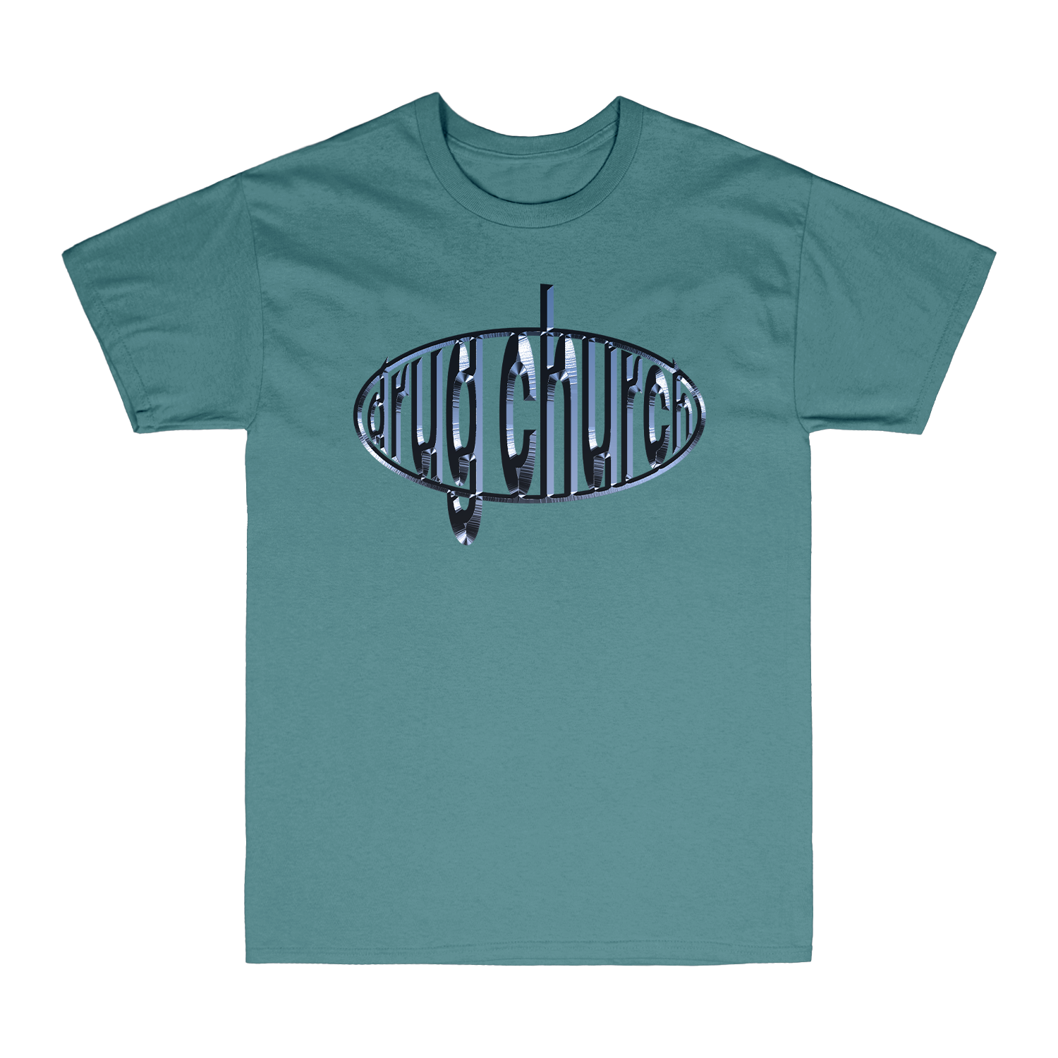 Drug Church - Chrome Logo Blue Tee