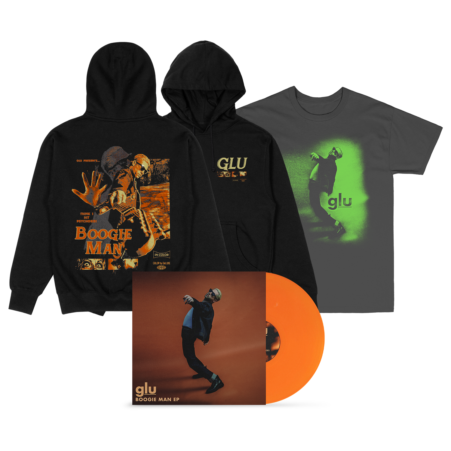 GLU - BM EP Cover Tee + Psychosis Hoodie + Boogie Man EP Vinyl
