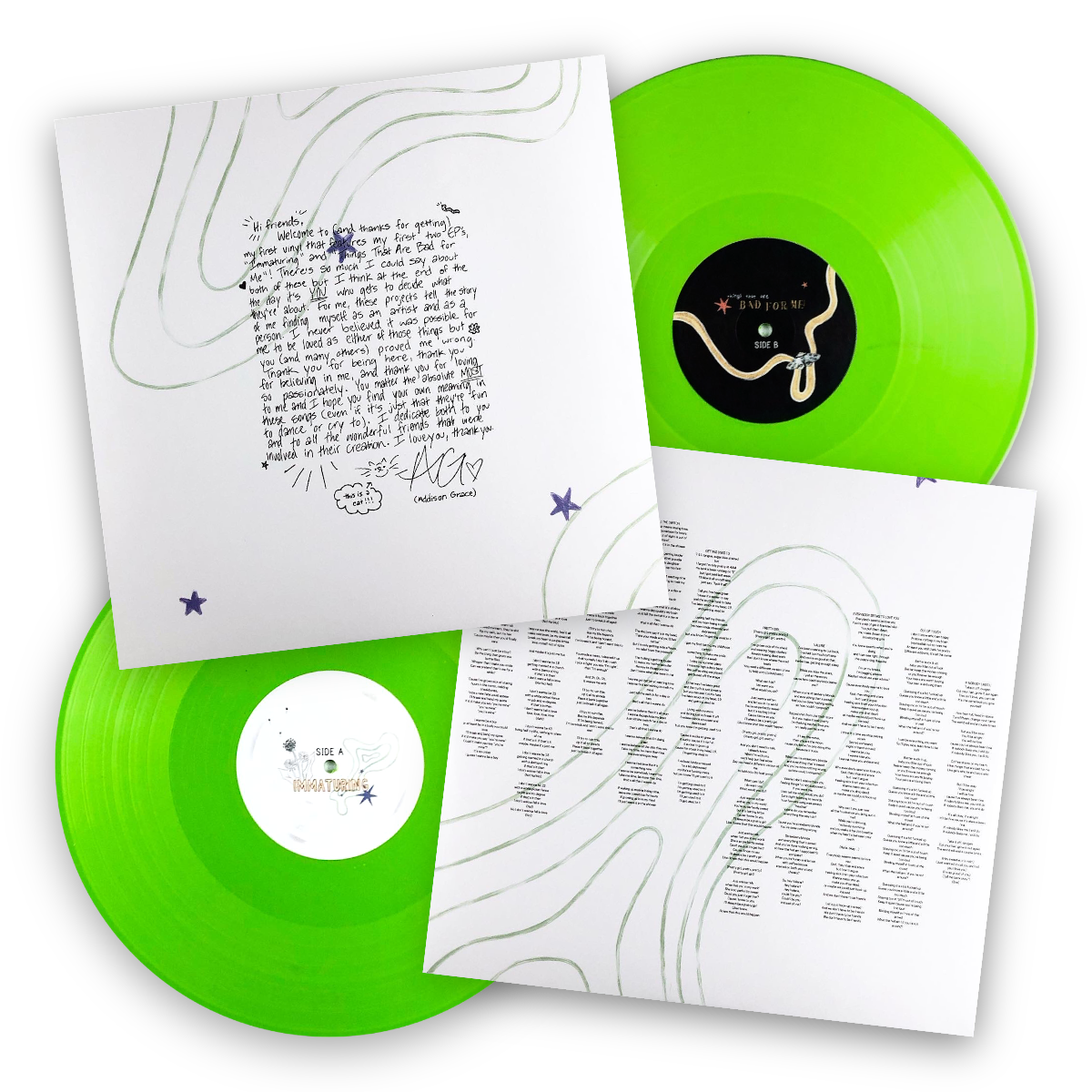 Addison Grace - Immaturing/Things That Are Bad For Me Spring Green Vinyl