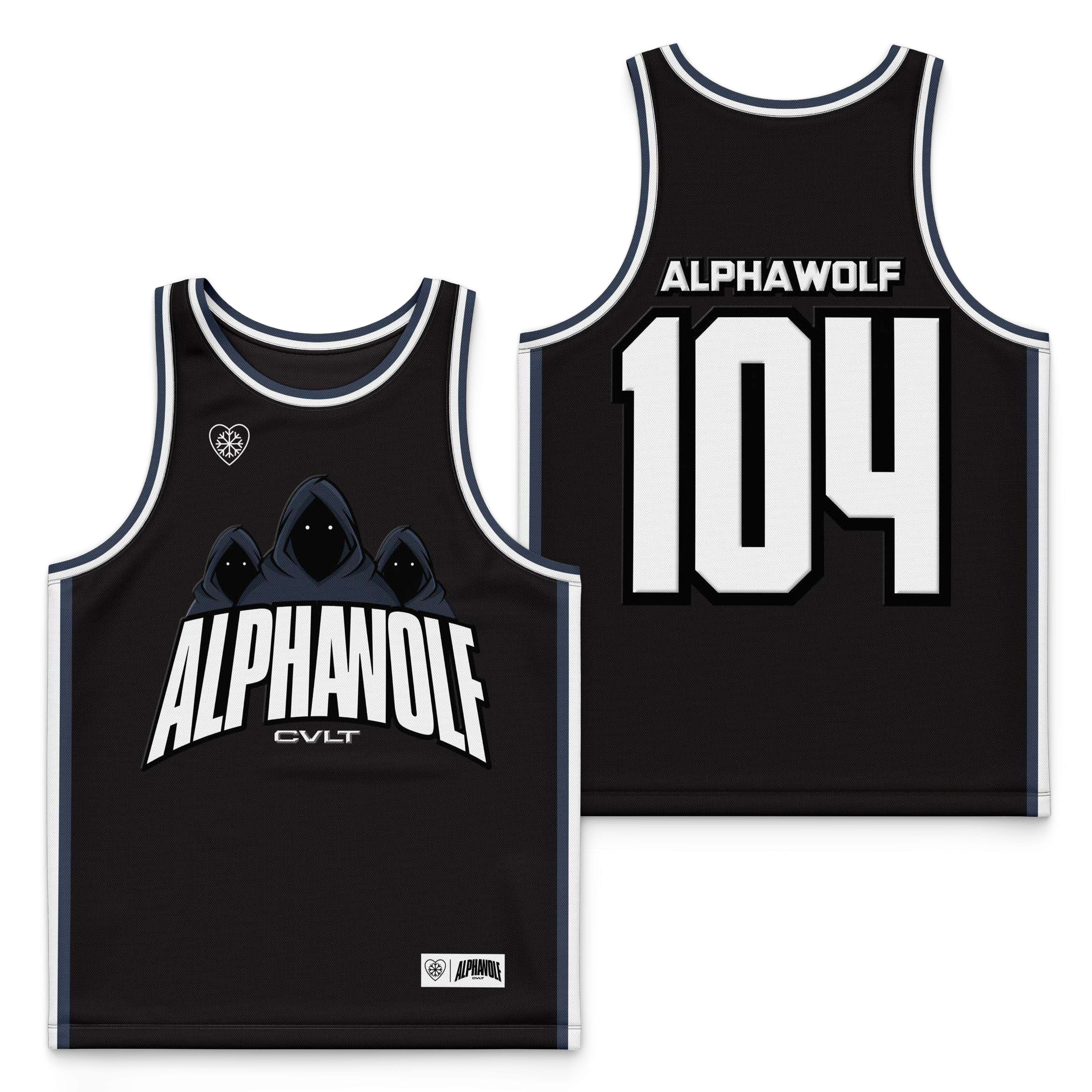Alpha Wolf - Black & White Custom Basketball Jersey