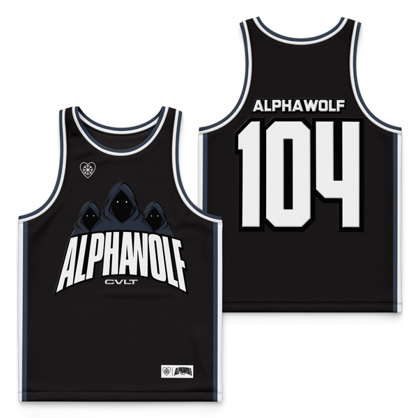 Alpha Wolf - Black & White Custom Basketball Jersey