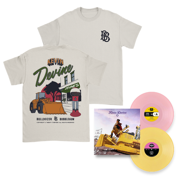 Kevin Devine - Bubbledozer T-Shirt AND Bubblegum + Bulldozer 2xLP Bundle (Pre-Order)