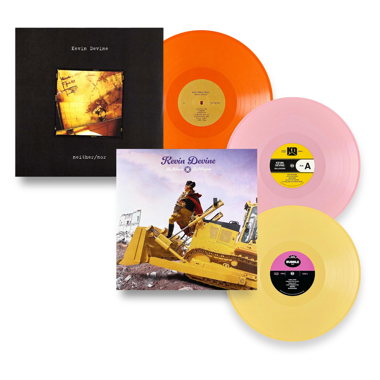 Kevin Devine - Bulldozer + Bubblegum 2xLP AND Neither/Nor LP Bundle