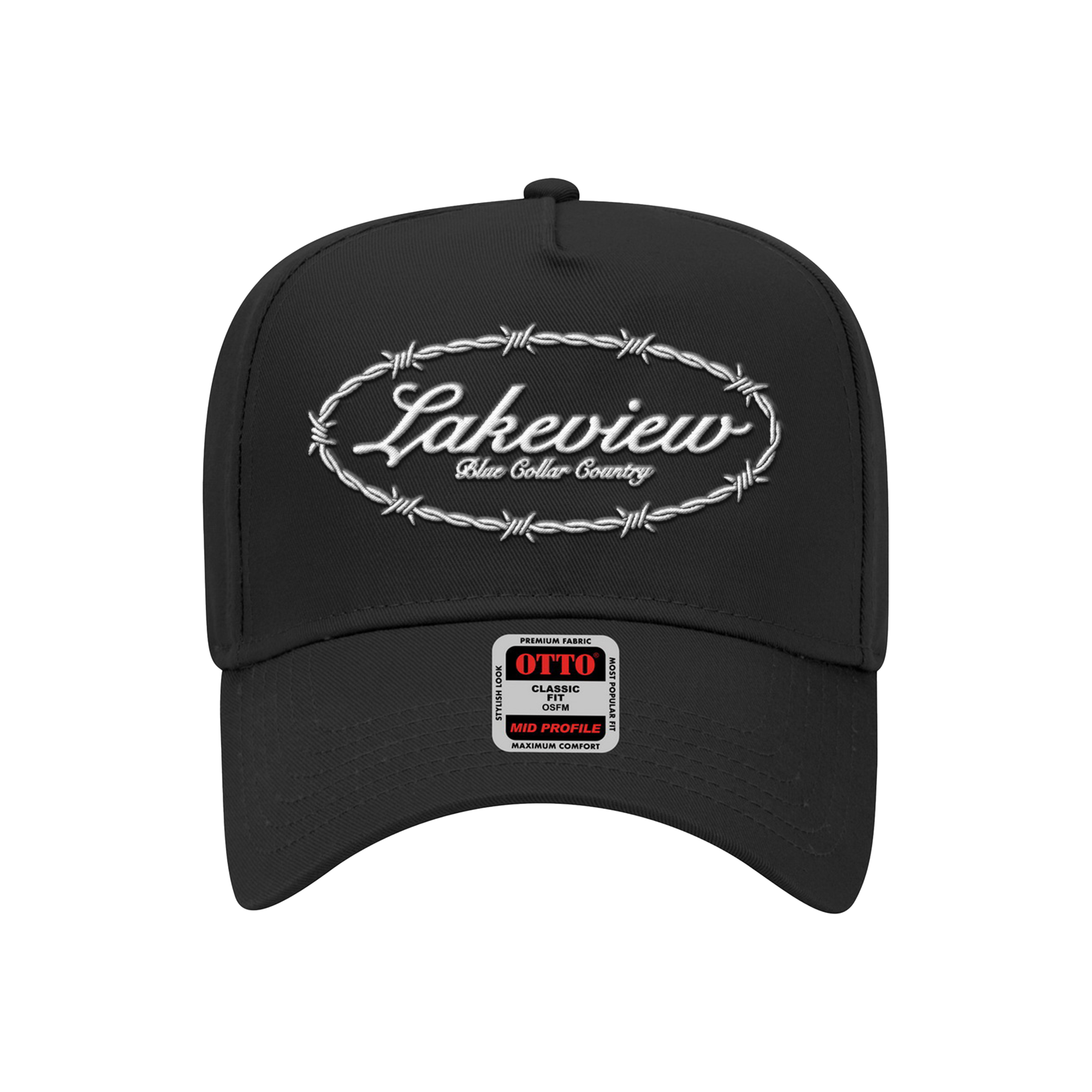 Lakeview - Western Puff Embroidery Hat - Black