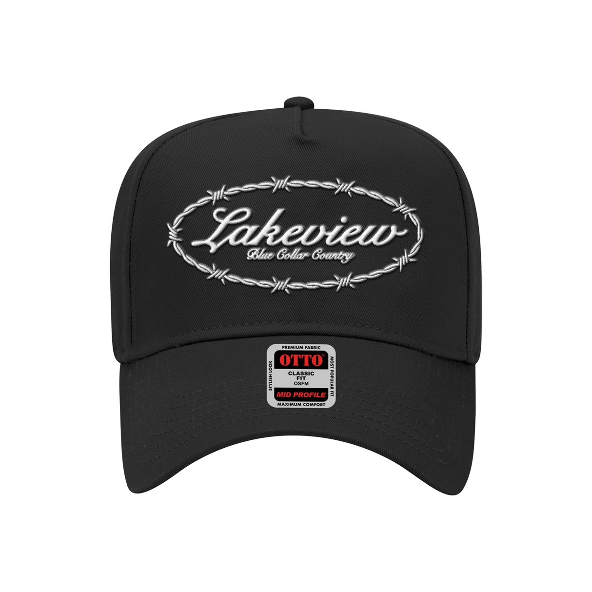 Lakeview - Western Puff Embroidery Hat - Black