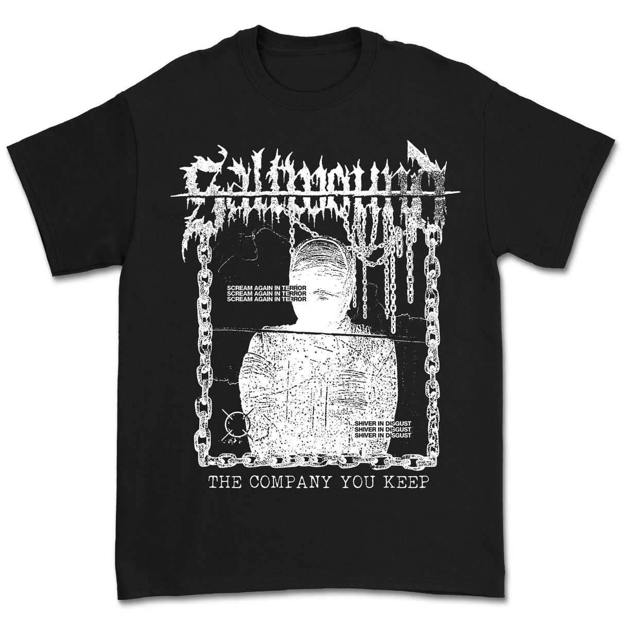 Saltwound - Scream & Shiver T-Shirt - White on Black